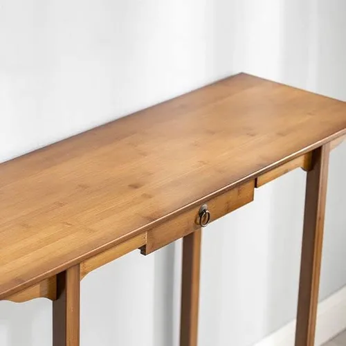 Miniatura 6 de Mesa consola, mesa de consola moderna de mediados de siglo, rectangular, color marrón oscuro, mesa de pasillo, mesa de sofá para entrada, pasillo