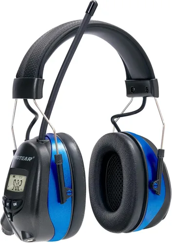 Miniatura 11 de Cascos protectores de oídos PROTEAR con radio AM/FM, auriculares con reducción de ruido de 25dB, orejeras de seguridad con pantalla digital