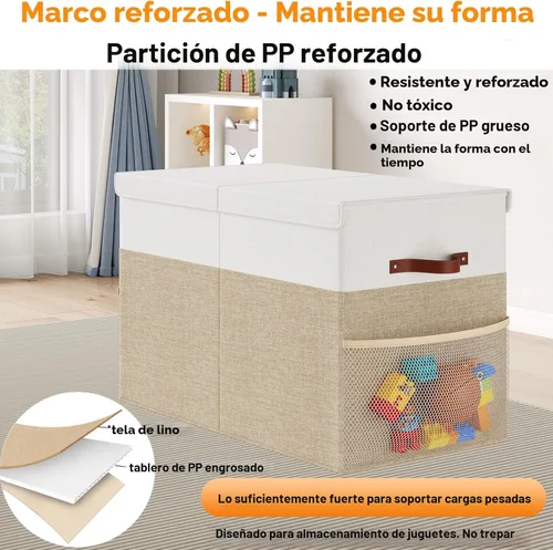 Miniatura 2 de Caja grande de almacenamiento de juguetes con tapa, organizador de almacenamiento de juguetes mejorado con divisor plegable para niños y niñas, sala