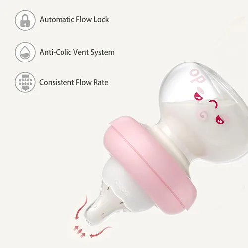 Miniatura 5 de YOHKOH Biberones de vidrio para recién nacidos con pezón de flujo lento para 0+ meses, biberón de cuello ancho, 2.7oz/80ml (Rojo, 2.7oz