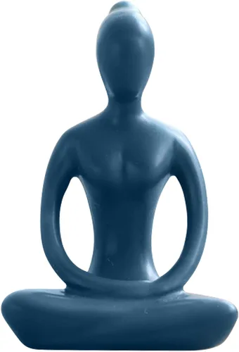 Estatua de postura de yoga, figura de decoración zen, escultura de cerámica azul para decoración de escritorio del hogar, 2.1 x 3.3 pulgadas, 1