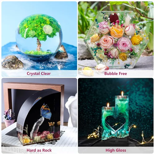 Miniatura 4 de LET'S RESIN Kit de resina epoxi transparente de 80 onzas, suministros de resina de fundición sin burbujas para principiantes, moldes, joyas, resina