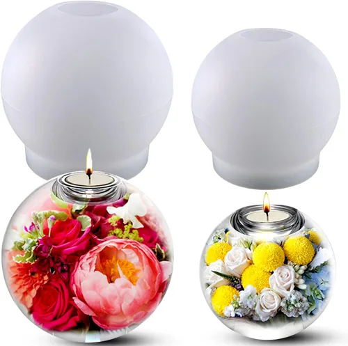 Miniatura 9 de Moldes de resina para frascos, moldes de tarro de corazón con tapa, molde de silicona de flor de rosa de amor para fundición de resina epoxi, caja
