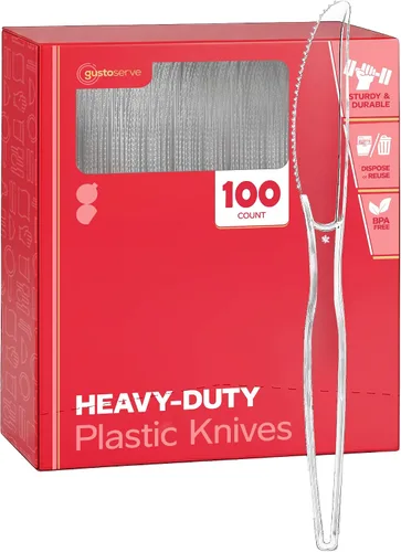 Miniatura 7 de GUSTO [Paquete combinado de 360 unidades] cubiertos básicos de plástico transparente, utensilios desechables pesados, 180 tenedores, 120 cucharas