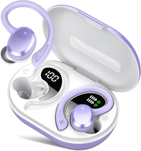 Miniatura 11 de sprtoybat Auriculares sobre la oreja con gancho, auriculares inalámbricos deportivos Bluetooth 5.4 2026, pantalla LED de 68 horas de reproducción