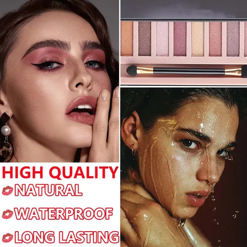 Miniatura 4 de Paleta de sombras de ojos desnudas de 12 colores, paleta de sombra de ojos con purpurina brillante, paleta de sombra de ojos ahumada natural