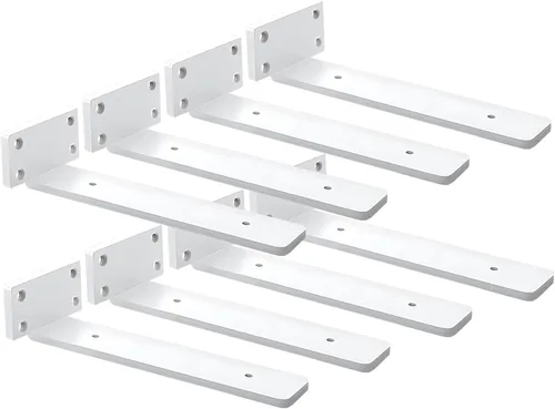 Miniatura 27 de Paquete de 4 soportes de estante flotantes de 8 pulgadas, soporte de estante oculto de 1/5 pulgadas de grosor, soportes de metal de hierro