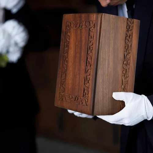 Miniatura 4 de SOULURNS - Urnas de cremación de palisandro grabadas con borde para cenizas humanas adultas, machos y hembras - Urnas decorativas de madera y ataúd