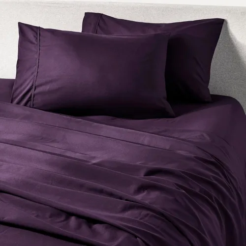 PeachSkinSheets Juego de sábanas de berenjena, nivel de suavidad de 1500 hilos, sábanas refrescantes extra suaves para personas que duermen con
