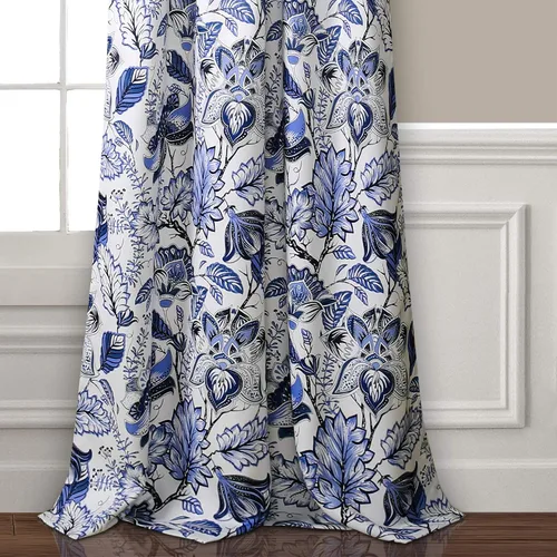Miniatura 4 de Lush Decor, Blue Cynthia - Juego de cortinas de oscurecimiento jacobeas para sala, comedor, dormitorio, 108 pulgadas de largo, par de paneles Azul