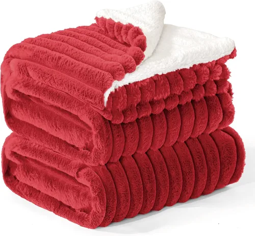 Miniatura 23 de INFIIXSO Manta de forro polar Sherpa tamaño Queen – Forro polar a rayas súper suave y cálido, acogedora manta de cama grande de felpa mullida