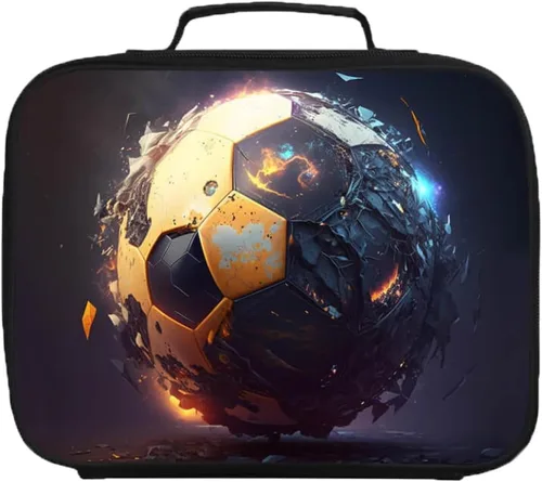 Miniatura 12 de Lonchera de fútbol americano para niños y niñas, bolsa de almuerzo escolar para niños, capa aislada, poliéster, a prueba de fugas, para niños a