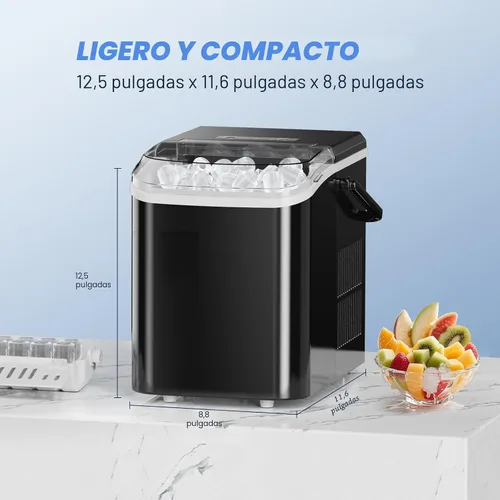 Miniatura 4 de NEWBULIG Encimera para hacer hielo con asa, máquina de hielo portátil, 9 cubos de hielo en 6 minutos, 26 libras en 24 horas, limpieza automática