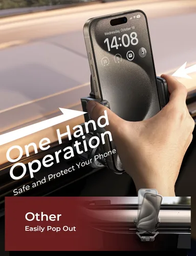 Miniatura 6 de LISEN Soporte para iPhone 17 para ventilación de coche [Nunca bloquea] Soporte giratorio 360 para teléfono de coche, clip de ventilación de aire