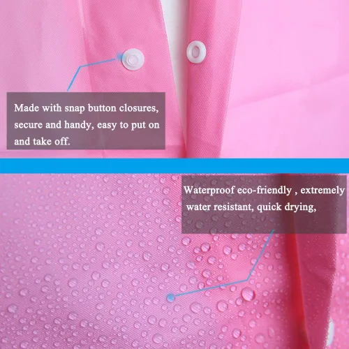 Miniatura 39 de Abrigos de lluvia (paquete de 2) – Ponchos de lluvia reutilizables de EVA para adultos, chaquetas impermeables para hombres y mujeres