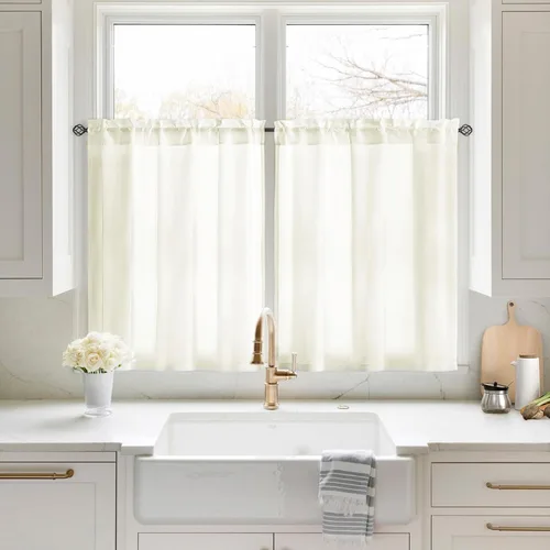 Miniatura 70 de HOMEIDEAS Cortinas Transparentes de Privacidad Blancas No Transparentes, 52 X 45 Pulgadas de Largo 2 Paneles Cortinas Transparentes Filtradoras