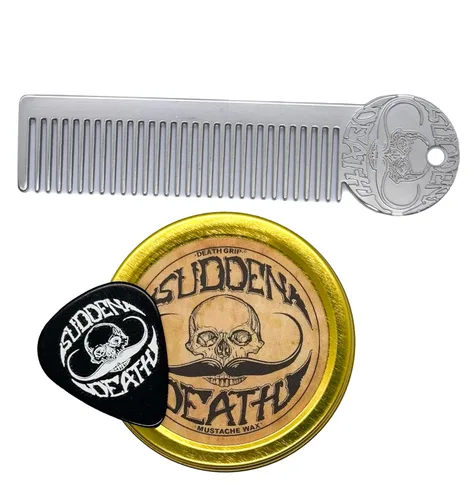 Miniatura 12 de Cera de bigote de fijación fuerte para hombres Cera de barba y bigote Sudden Death de 1oz en lata Perfecta para bigotes de manillar de Death