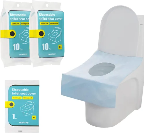 Miniatura 9 de TRIPTIPS Fundas de asiento de inodoro, paquete de viaje desechables, 60 unidades, uso más rápido, sin adhesivos, impermeable, funda de asiento