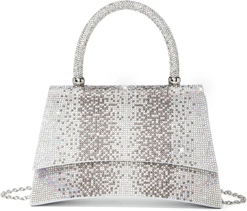 Miniatura 11 de Bolso de mano con strass para mujer, bandolera brillante y bolsos para boda, fiesta, noche, bolso cruzado