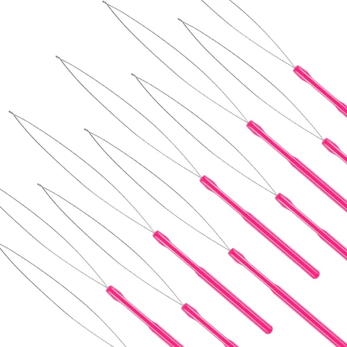 Miniatura 4 de 10 piezas de extensión de cabello, enhebrador de aguja para tirar y dispositivo de cuentas, herramienta para enhebrador de bucle para extensiones