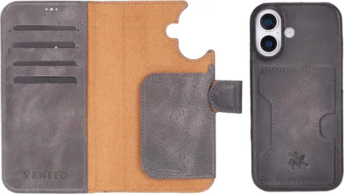 Miniatura 194 de Venito Florence - Funda de piel compatible con Samsung Galaxy S9, extra segura con bloqueo RFID, cartera desmontable para teléfono (gris decolorado)
