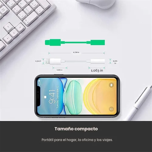 Miniatura 6 de [Certificado MFi de Apple] Adaptador de auriculares Apple iPhone 14 Pro Max, paquete de 2 conectores Lightning a conector de auriculares de 0.138