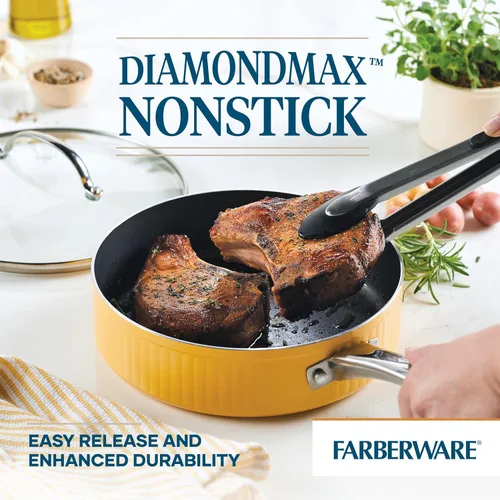 Miniatura 5 de Farberware Style - Sartén antiadherente con tapa, apta para lavavajillas, 3 cuartos de galón, color amarillo