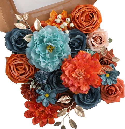 Miniatura 30 de Floweroyal Flores artificiales, rosas falsas, dalia con tallos para ramos de novia, baby shower, arreglo floral, centros de mesa, decoración