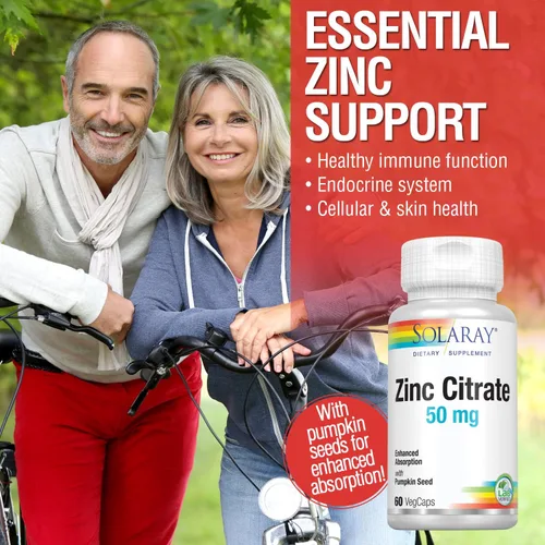 Miniatura 3 de Solaray Citrato de zinc 50mg Función inmunológica, apoyo para la salud celular y de la piel Fórmula de fácil digestión 60