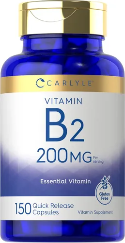 Carlyle Vitamina B2 200 mg | 150 unidades | Riboflavina | Suplemento esencial sin OMG y sin gluten