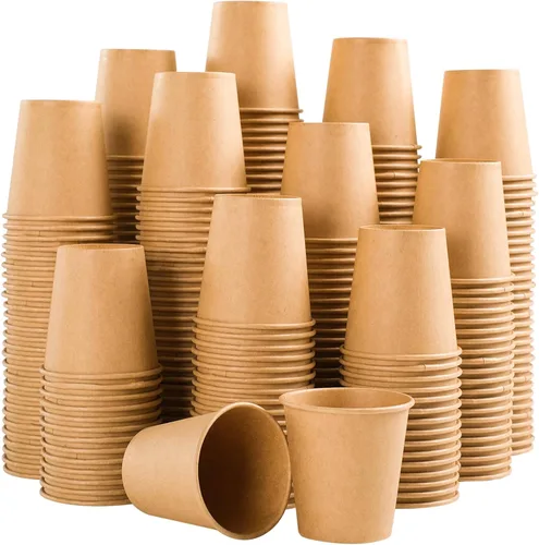 Miniatura 10 de Clawsoff Paquete de 180 tazas de papel de 12 oz, tazas de café desechables de papel kraft marrón de 12 oz, tazas de papel no blanqueadas