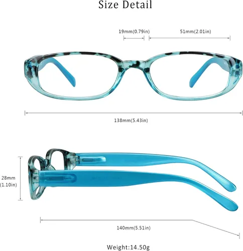 Miniatura 6 de 4 pares de lentes para lectura con bloqueo de luz azul para mujeres y hombres azul (4key001_blue)