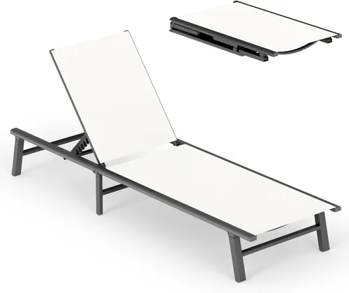 Miniatura 42 de Tumbona de Aluminio para Exteriores - Silla de Descanso Plegable y de Montaje Libre para Exteriores con 5 Respaldos Ajustables, Silla de Patio