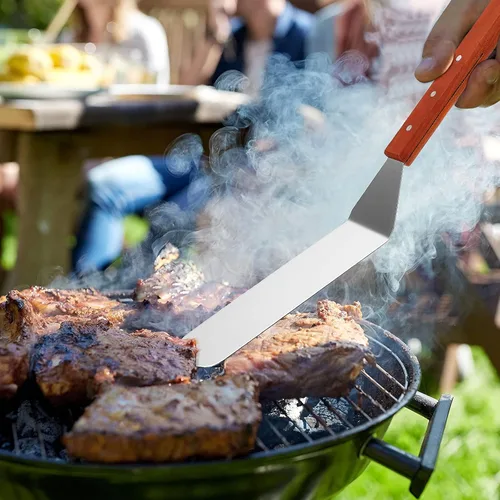 Miniatura 6 de 2 espátulas de parrilla extralargas para barbacoa y parrilla, accesorios de acero inoxidable para parrilla, espátula ranurada y espátula de cocina