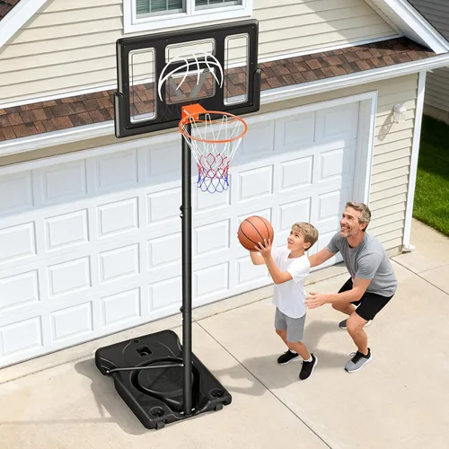 Miniatura 7 de Yohood Aro de baloncesto para exteriores ajustable de 10 pies, sistema de portería de baloncesto portátil para niños, jóvenes y adultos en patio