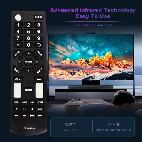 Miniatura 2 de Universal NS-RC4NA-18 NSRC4NA18 - Remoto de repuesto compatible con todos los televisores Insignia NS-55D510NA19 NS-22D510NA19 NS-40D510NA19