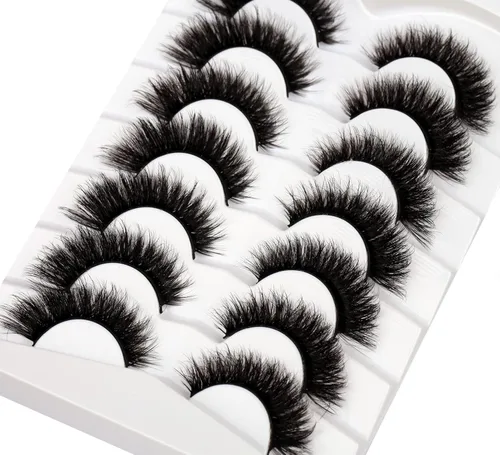 Miniatura 408 de Pooplunch - Pestañas postizas finas de visón sintético, estilo ojo de gato, naturales, cruzadas, tipo racimo, efecto 8D de volumen, tiras
