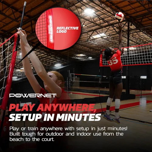 Miniatura 4 de PowerNet Red de voleibol portátil para entrenamiento en el patio trasero, equipo de práctica de voleibol en interiores y exteriores, ideal