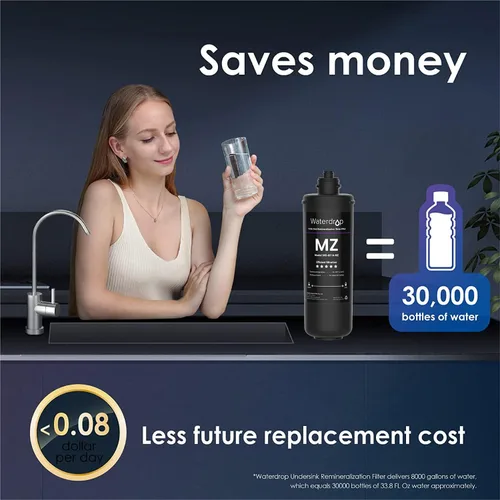 Miniatura 7 de Waterdrop Sistema de filtro de agua para debajo del fregadero 10UA y cartucho de filtro de repuesto Waterdrop RF10-MZ para filtro de agua debajo