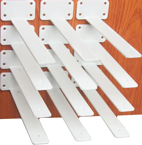 Miniatura 90 de Paquete de 2 - Soportes de estante en L ocultos negros de 4 pulgadas (1/5 pulgada de grosor) Soportes de estante flotante de hierro Soportes