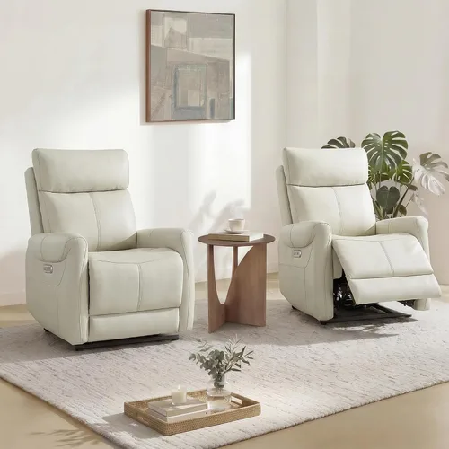 Miniatura 14 de KISLOT Silla reclinable de cuero para adultos, abrazador de pared, RV reclinable con puertos de carga USB, sofá reclinable de energía eléctrica