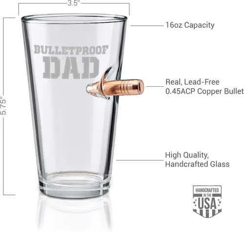 Miniatura 7 de BenShot Vaso de pinta para papá a prueba de balas con bala real de 0.50BMG, 16 onzas, fabricado en los Estados Unidos