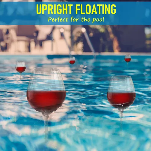 Miniatura 2 de Copas de vino flotantes para piscina con etiquetas de dijes, copas de vino irrompibles junto a la piscina, taza flotante con tallo, vasos para beber