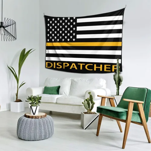 Miniatura 3 de Qauirfe Tapiz con diseño de bandera de línea dorada fina 911, para colgar en la pared, sala de estar, dormitorio, oficina, tapices de tela de 60 x
