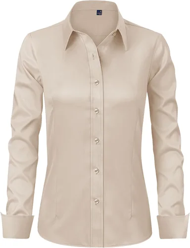 Miniatura 5 de J.VER - Camisas de vestir para mujer, diseño de manga larga, con botones, antiarrugas, blusa de trabajo unicolor