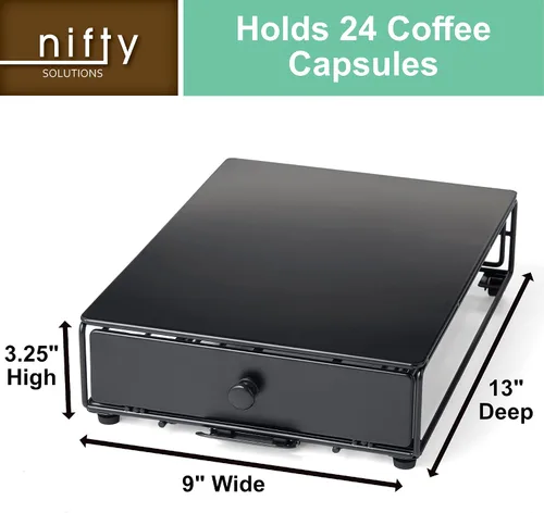 Miniatura 3 de Nifty Solutions Capacity Nifty - Mini acabado negro rodante, compatible con K-Cups, soporte de paquete de 24 cápsulas, cajón de almacenamiento