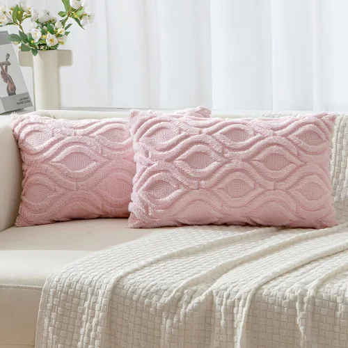 Miniatura 27 de MIULEE - Juego de 2 fundas de almohada de lana sintética suave y afelpada, fundas decorativas de estilo bohemio para sofá, sala de estar, cama, 18 x