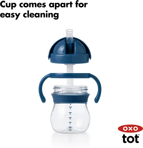 Miniatura 4 de OXO Tot Transitions Vaso con Pajita con Asas 6 oz - Azul Marino - Paquete de 2