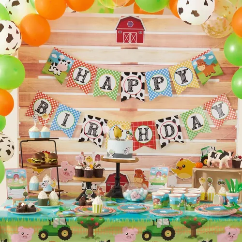 Miniatura 6 de WERNNSAI Platos y servilletas de granja – 48 piezas de decoración de cumpleaños de animales de granja, platos de papel de granero para niños, fiesta