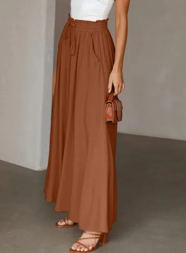 Miniatura 3 de Dokotoo Pantalones para mujer con cintura elástica y pierna ancha con bolsillos